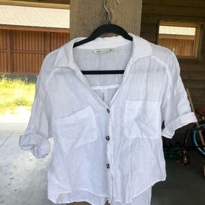ZARA Button-Up Linen Shirt